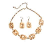 ZIAFRPN Moda Vintage Geometrico Spirale Collana Corta Orecchini Goccia Donne Hip Hop Colore Oro Set Collo Partito prezzie