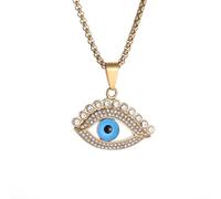 ZIAFRPN Pavo Azul Mal de Ojo Colgante Ojo de Dios Cristal de Hielo Brillante Diamantes de Imitación Amuleto Collar Hip Hop Joyería para Hombres Mujeres