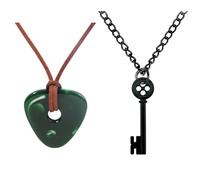 ZIAFRPN Película Coraline Collar Verde Piedra de Ver Colgante Collar Cadena de Cuerda Esqueleto Negro Llave Gargantilla Joyería