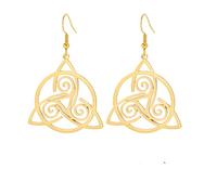 ZIAFRPN Pendientes de Mujer de Nudo Celta de triángulo Vintage Pendientes de símbolo de Espiral Triple Regalo de joyería de Magia de Acero Inoxidable