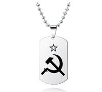 ZIAFRPN Pentagrama de acero inoxidable estrella de la unión soviética hoz martillo trabajador granjero collar joyería colgante CCCP revolución comunista