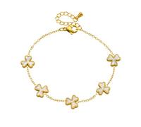 ZIAFRPN Pulsera de Flores de trébol de Concha Blanca Simple de Acero Inoxidable para Mujeres y niñas 2024 Regalo de joyería de Cadena de Mano de Tendencia