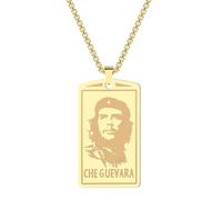 ZIAFRPN Punk Ernesto Che Guevara Retrato Colgante Collar de Etiqueta de Acero Inoxidable Láser Grandes Hombres Collares de Cadena Joyería Regalo