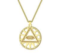 ZIAFRPN Punk Todo-vidente-Ojo de la Providencia Illuminati Pirámide Colgantes Collares para Mujer Hip Hop Cadena joyería Fiesta Regalo