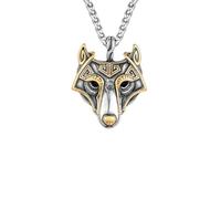 ZIAFRPN Punk Vikingos Collares de Lobo Celta Mitología nórdica para Hombre Runa de Odín Colgante de Animal Amuleto Nunca se desvanece Joyería Masculina