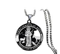 ZIAFRPN San Francisco DE ASÍS Protector DE Animales Iglesia de Acero Inoxidable Lleva medallas Collares Joyería pingente Masculino N3246
