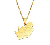 ZIAFRPN Sudáfrica Mapa y Ciudades Nombre Colgante Collares Joyería Festival Africano Ornamento