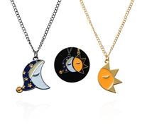 ZIAFRPN Un Conjunto de Pareja Sol y Luna Empalme Collar Buenas Noches Expresión Colgante Collar para Mujeres Hombres Regalo del día de San Valentín