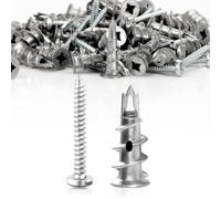 Ziamzra 120 piezas taco Placo Set 60 piezas Tornillos Placo y 60 piezas Tacos Aleación Zinc Tobillo Placo Carga Pesada Tobillo Autoperforante Placo para Hormigón Ladrillos Placas Yeso En