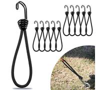 Ziamzra 20cm Cuerdas Elásticas con Gancho 10 Piezas Gomas Elasticas con Gancho Negro Pulpos Elasticos Tensores de Goma para Carteles Redes Lonas Carpas Pabellón Pancartas Campings