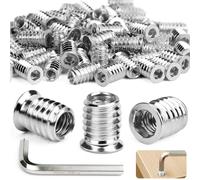 Ziamzra 40 Piezas Insertos Roscados M10x20mm Tuercas para Madera Tuerca Manguito Hexagonal M10 Cabeza Plana Insertos para Muebles Madera