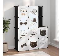 Ziaphsol Armario modular infantil con 10 cubos en color negro de plástico PP resistente y marco de acero, sistema de almacenamiento para habitación infantil, apilable, fácil de montar