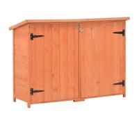 Ziaphsol Caseta de madera para herramientas de jardín, 128 x 42 x 91 cm, cobertizo para bicicleta, con 2 puertas y 2 estantes, techo impermeable para ordenar