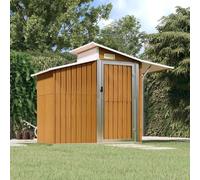 Ziaphsol Cobertizo Braun 270 x 130 x 208,5 cm de acero galvanizado, placa de PC, almacenamiento de jardín con cerradura para herramientas, cortacésped y bicicleta al aire libre