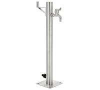Ziaphsol Columna de agua de jardín independiente de acero inoxidable con grifo redondo de 65 cm, conexión inferior de 1/2 pulgadas con adaptador, para riego de césped e invernadero