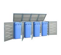 Ziaphsol Contenedor de basura para 4 toneladas, revestimiento de acero inoxidable y acero galvanizado, 276,5 x 77,5 x 115 cm, con cerradura, ventilada para jardín, patio, terraza y entrada
