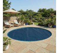 Ziaphsol Cubierta solar de piscina de polietileno resistente a los rayos UV con cámaras de aire, diámetro de 381 cm, 200 μm, color negro y azul, lona solar para piscina, reduce la evaporación