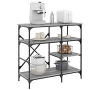 Ziaphsol Estantería para panadería Sonoma gris 90 x 40 x 84 cm, material de madera y metal, soporte para utensilios de cocina con marco de metal, estantes y patas ajustables para encimera y orden