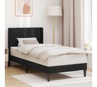 Ziaphsol Estructura de cama negra con cabecero de terciopelo de 90 x 190 cm, moderna cama de plataforma con rejilla de madera contrachapada resistente, patas cruzadas elegantes, estructura duradera