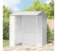 Ziaphsol Jaula para pájaros gris de acero galvanizado, 215 x 210 x 247 cm, para exteriores, pajarera con puerta, rejilla y accesorios para canarios, periquitos, loros, balcones y cría