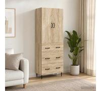 Ziaphsol Juego de 2 armarios de almacenamiento de roble Sonoma 66 x 34,5 x 90 cm, material de madera, versátil, adecuado para salón, dormitorio, oficina, pasillo, con 2 estantes, 2 puertas, 3 cajones