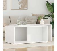 Ziaphsol Juego de 2 mesas de café de color blanco, de madera moderna, con espacio de almacenamiento y estante para reuniones acogedoras y tardes relajadas