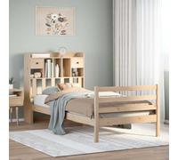 Ziaphsol Librería de 75 x 190 cm, madera maciza de pino, con somier, espacio de almacenamiento, cabecero para dormitorio, muebles, ahorra espacio