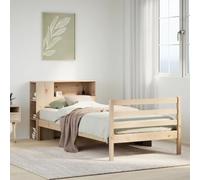 Ziaphsol Librería de madera maciza de pino, 75 x 190 cm, sin tratar, con somier, espacio de almacenamiento, cabecero para dormitorio, muebles, plataforma, marco de cama
