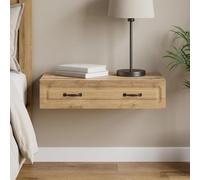Ziaphsol Mesa auxiliar montada en la pared de 87,5 x 34,5 x 17 cm de material de madera con estantes ajustables y puerta con cerradura para almacenamiento versátil en salón, oficina o pasillo en roble