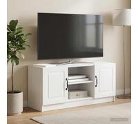 Ziaphsol Mueble de TV blanco de madera de 102 cm de ancho con 2 puertas giratorias, estantería y gestión de cables para sala de estar, consola de medios, mueble bajo, mueble de TV, espacio de
