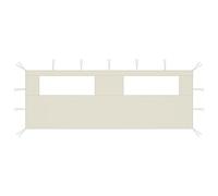 Ziaphsol Pabellón lateral con ventanas, 6 x 2 m, color crema, para fiestas, pared de tela con ventana de PVC, bandas de fijación para una construcción estable en el marco de la tienda, exterior