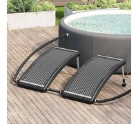 Ziaphsol Paneles solares curvados para calefacción de piscinas, 2 unidades de 110 x 65 cm, color negro, aluminio HDPE PC, con patas ajustables y mangueras, para piscina exterior agua caliente