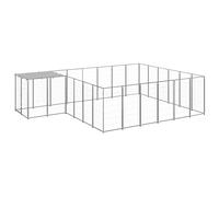Ziaphsol Perrera Silbern 12,1 m² de acero para perros, con techo de polietileno resistente al agua, resistente a los rayos UV, puerta con cerradura, 440 x 330 x 110 cm
