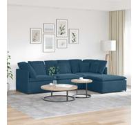 Ziaphsol Sofá esquinero modular con reposapiés y cojín de terciopelo azul para sala de estar y salón, extensible, con función de sueño, diseño moderno, duradero, cómodo, flexible, escandinavo, vintage