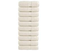 Ziaphsol SOLUND - Toallas de invitados de algodón 100% hilado en anillo, color blanco crema, 30 x 50 cm, 10 unidades, 600 g/m², con lazo para secar después de la ducha