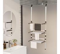 Ziaphsol Tendedero colgante de aluminio de 3 niveles, soporte para ahorrar espacio, altura regulable de 90 a 135 cm, para puerta o pared de ducha, plegable