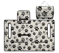 ZIATUBLES Accesorios para carrito de golf, funda de asiento plegable para un fácil transporte, 4 bolsillos para almacenamiento, manta de toalla de asiento con estampado de huellas de perro y gato