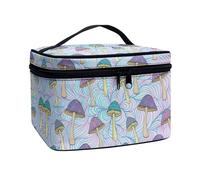 ZIATUBLES Bolsa de maquillaje de gran capacidad para mujer, soporte ligero para artículos de tocador para el cuidado de la piel, paquete de tren para viajes de trabajo, Abstracto Hongo Púrpura Azul,