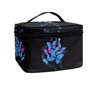 ZIATUBLES Bolsa de maquillaje ligera para mujer, bolsa portátil para brochas de maquillaje, bolsa de aseo para mujeres y adolescentes, actividades al aire libre, Mariposa Azul Púrpura, Talla única