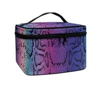 ZIATUBLES Bolsa de maquillaje para mujer con asa superior, paquetes de cosméticos, estuche de tren portátil, bolsa de aseo de gran capacidad para vacaciones, Gradiente Boa Púrpura, Talla única