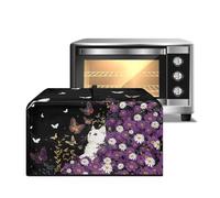 ZIATUBLES Cubierta antipolvo para horno de microondas, diseño de margaritas, gato blanco, mariposa, cubierta de tela para tostadora, horno inteligente, freidora de aire, L