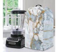 ZIATUBLES Cubierta antipolvo para licuadora con estampado de mármol blanco y dorado, cubierta protectora para electrodomésticos de cocina, resistente al agua, con asa superior para cafetera, batidora