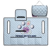 ZIATUBLES EZGO - Funda de asiento para carrito de golf EZGO Yamaha Club Cars azul con estampado de huellas de perro de golf, diseño plegable, manta de toalla con bolsillos para almacenamiento