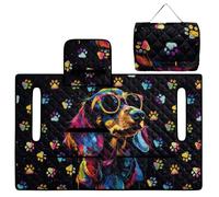 ZIATUBLES Funda de asiento para carrito de golf con estampado de huellas de perro salchicha degradado, para carrito de golf de 2 plazas, accesorios para carrito de golf, manta de asiento con 4
