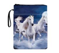 ZIATUBLES Funda de libro con estampado de caballo corriendo para libros de tapa dura, bolsa de almacenamiento de la Biblia, cubierta de libro para los amantes de los libros, aula, escuela, biblioteca,