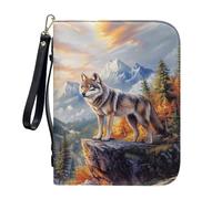 ZIATUBLES Funda de piel sintética para la Biblia, bolsa de transporte para libros, organizador de libros para oración cristiana, L-2XL, Lobo vintage del bosque, XL