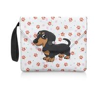 ZIATUBLES Funda para libro de tela lavable con diseño de huellas de perro salchicha con cierre de botón, fundas protectoras para libros para amantes de los libros, organizador ligero