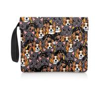 ZIATUBLES Funda protectora de libros con estampado de perro de dibujos animados para amantes de los libros, funda protectora de libros de gran capacidad con cuerda de transporte, funda de tela lavable