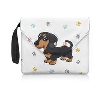 ZIATUBLES Funda protectora ligera con estampado de huellas de perro salchicha, tela lavable, con cuerda de transporte para amantes de los libros, accesorios de papelería