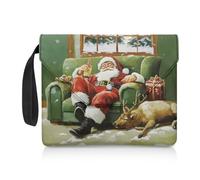 ZIATUBLES Funda protectora para libros con estampado de renos navideños de Papá Noel para amantes de los libros, funda protectora con botón de 30 x 24 cm, funda de transporte de gran capacidad
